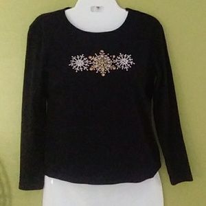 Karen Scott Christmas Winter Tee Sz PS